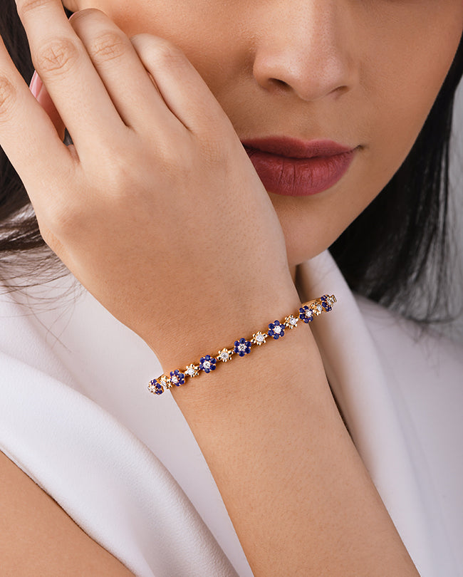 Diamond and Blue sapphire bracelet